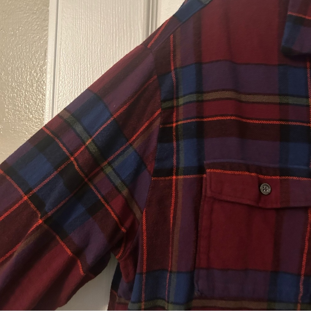 Old Navy Red Plaid Long Sleeve Button Down Boyfriend Shirt - Picture 3 of 5